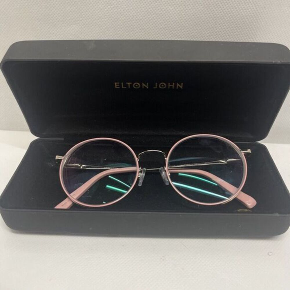 Elton John Baroque 50-1 Pink Gold Eyeglass Round Frames W Case 50-18-140‎